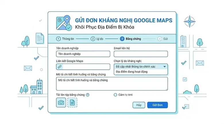 Biểu mẫu hướng dẫn viết nội dung kháng nghị gửi tới đội ngũ Google Support Việt Nam