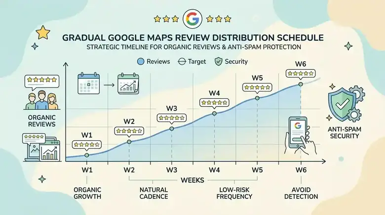Lịch trình phân bổ đánh giá Google Maps theo từng giai đoạn