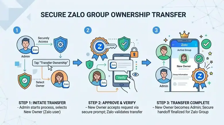 Quy trình bàn giao quyền Trưởng nhóm Zalo an toàn