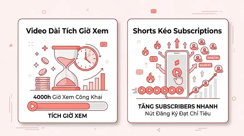 Sơ đồ chiến lược rút ngắn thời gian đạt 4000 giờ xem và 1000 người đăng ký YouTube